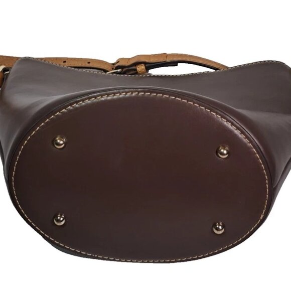 Dooney and Bourke O Ring Hobo Brown Nubuck Leather Bag Magnetic Closure Lined - Picture 4 of 16